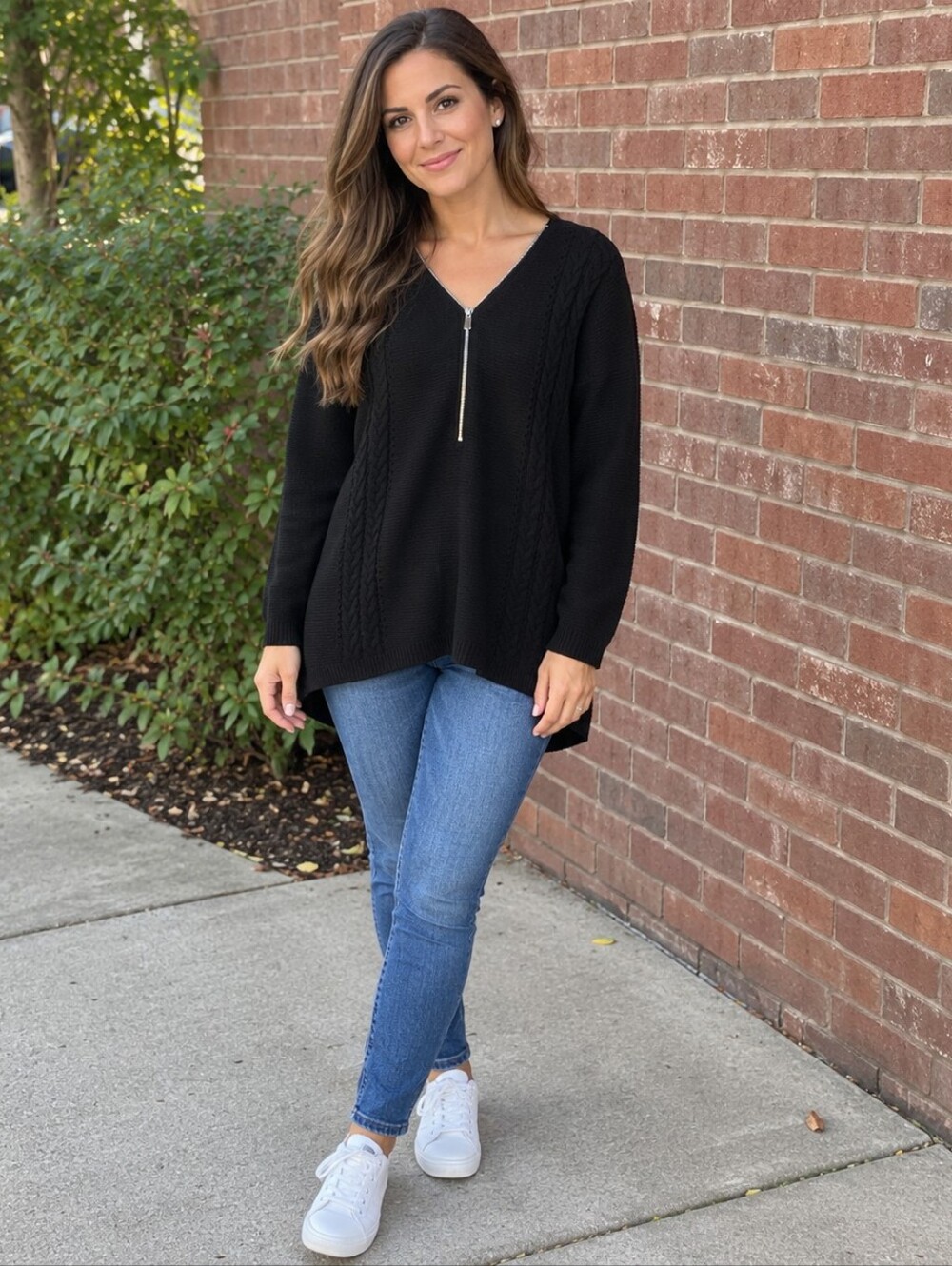 New York & Company Black Zip Front Sweater NWT Size Medium